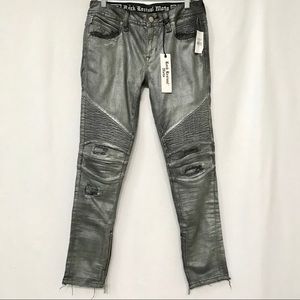 ROCK REVIVAL NALINE SKINNY MOTO METALLIC JEANS 29